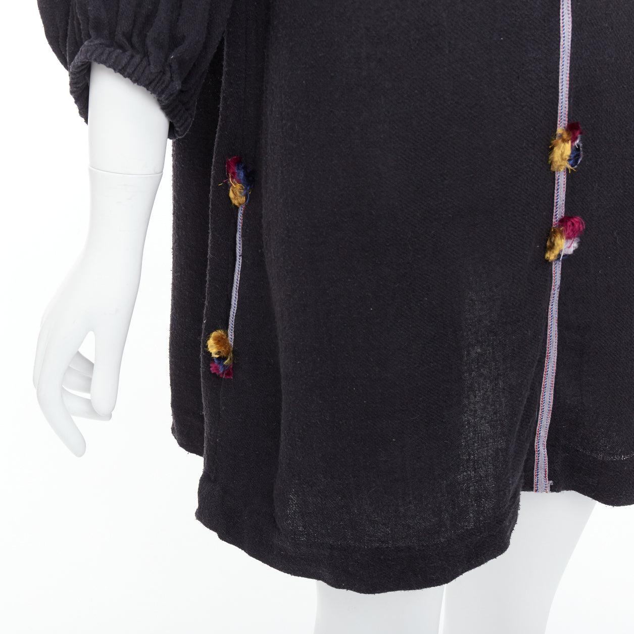 ISABEL MARANT black multicolour pompom trim boho dress Sz.1 S For Sale 3