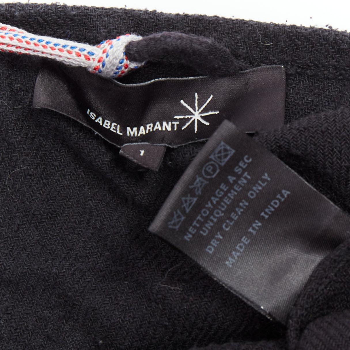 ISABEL MARANT black multicolour pompom trim boho dress Sz.1 S For Sale 4