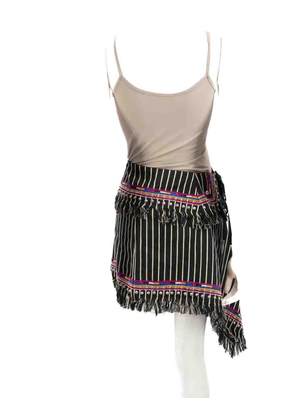 Isabel Marant Black Raffi Striped Studded Wrap Skirt Size XS In New Condition In London, GB