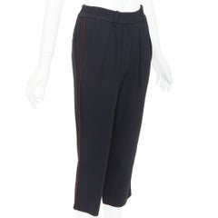 ISABEL MARANT black red piping pleated straight cut capri pants FR36 S