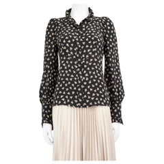 Isabel Marant Black Silk Abstract Pattern Blouse Size S