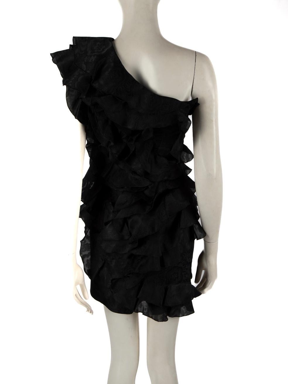 Isabel Marant Black Silk Floral Print One Shoulder Dress Size S In Good Condition In London, GB