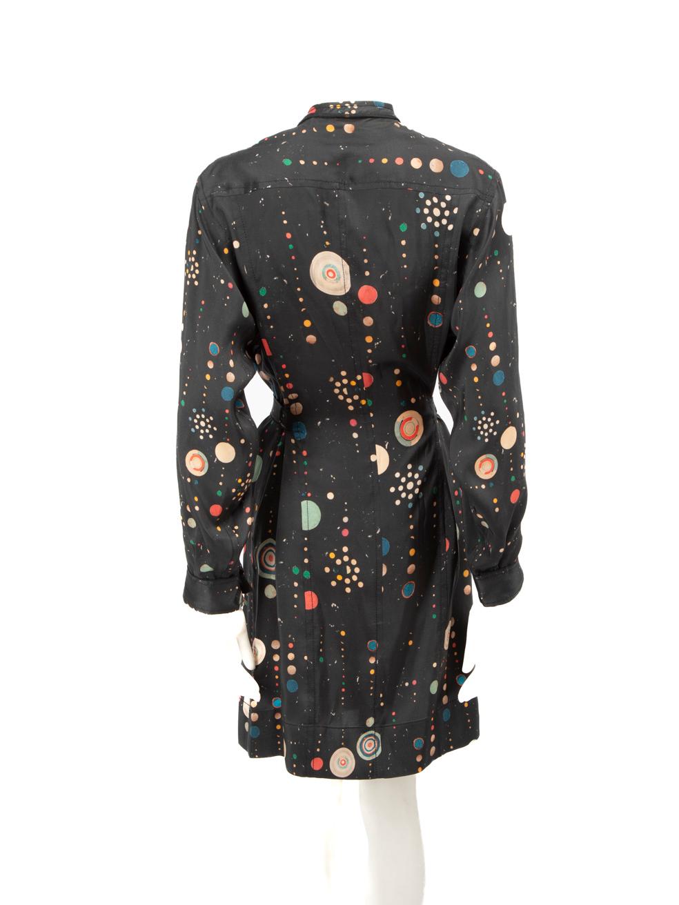 Isabel Marant Black Silk Planet Print Dress Size XS In Good Condition In London, GB