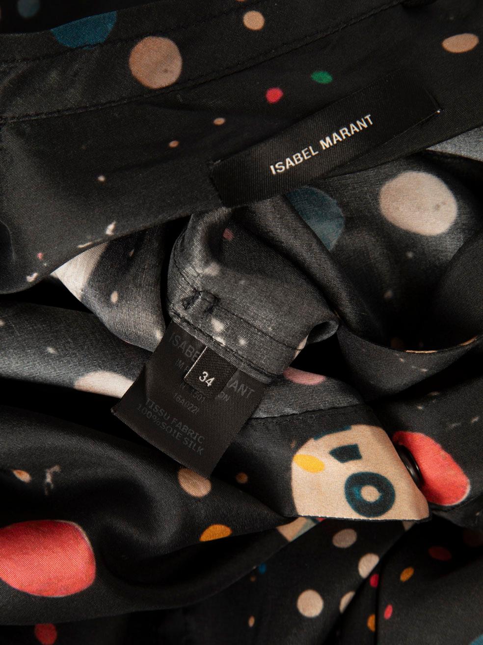 Isabel Marant Black Silk Planet Print Dress Size XS 1