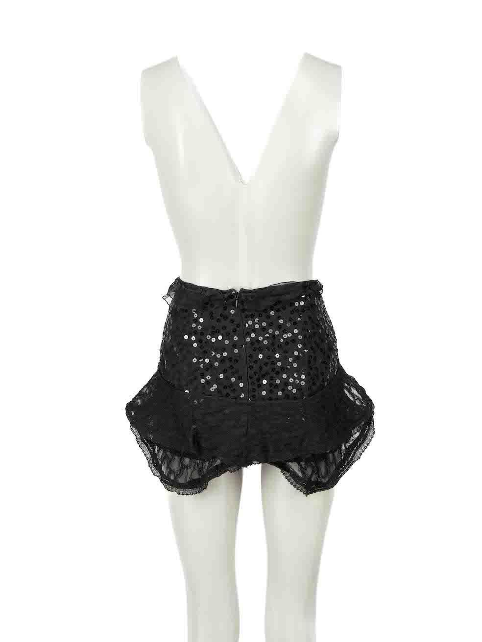 Isabel Marant Black Silk Sequin Mini Skirt Size M In Excellent Condition In London, GB