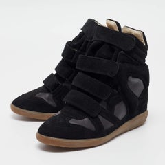 Isabel Marant Black Suede and Leather Bekett Wedge Sneakers Size 38