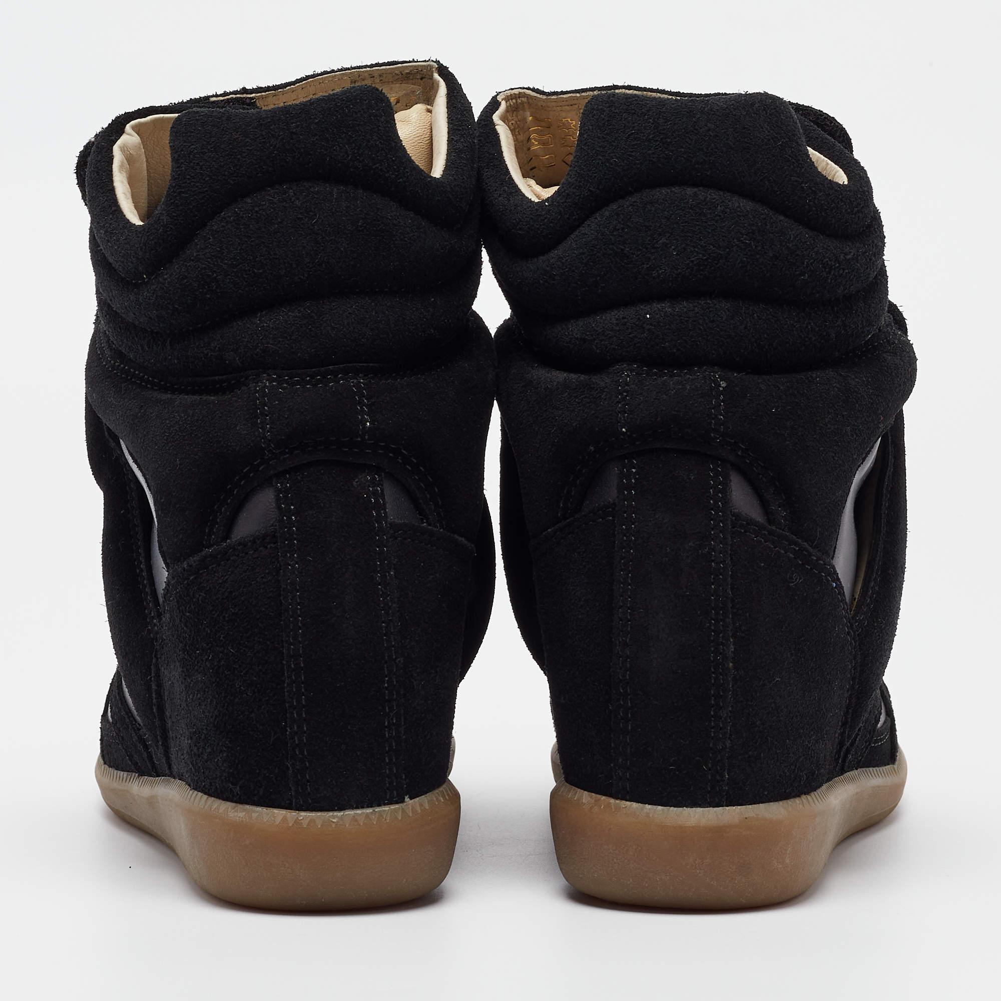 Isabel Marant Black Suede and Leather Bekett Wedge Sneakers Size 38 1
