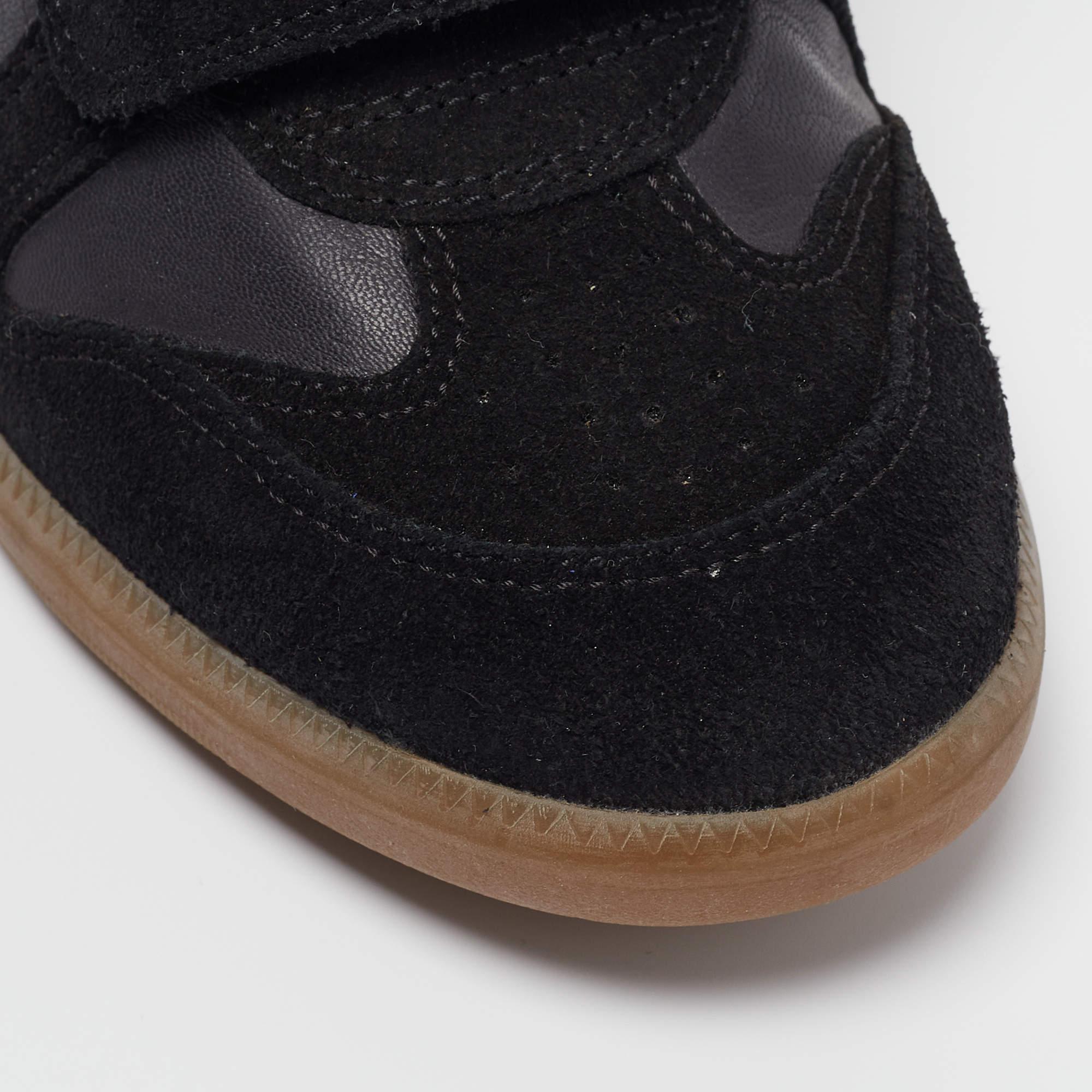 Isabel Marant Black Suede and Leather Bekett Wedge Sneakers Size 38 3