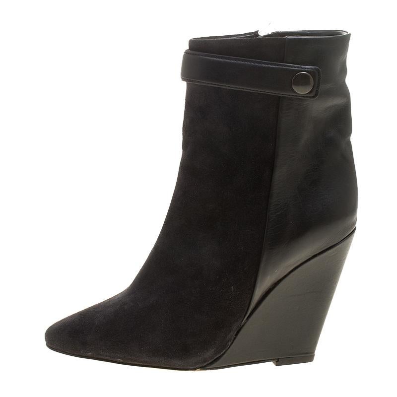Any lover of luxury will agree that Isabel Marant's boots are not only high on style but also comes from excellent workmanship, just like these Purdey ankle boots. Covered in black suede and leather and shaped wonderfully, these simple ankle boots