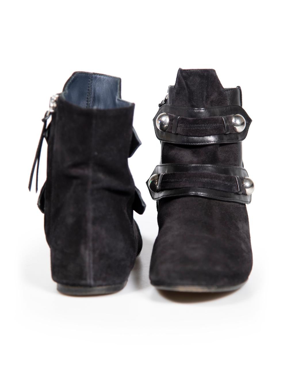Isabel Marant Black Suede Ankle Riding Boots Size IT 37 In Good Condition For Sale In London, GB