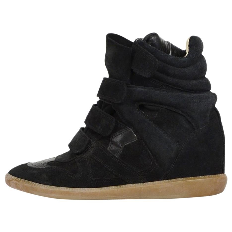 Isabel Marant Black Suede Bekett Wedge Sneakers sz 41