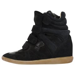 Isabel Marant Black Suede Bekett Wedge Sneakers sz 41