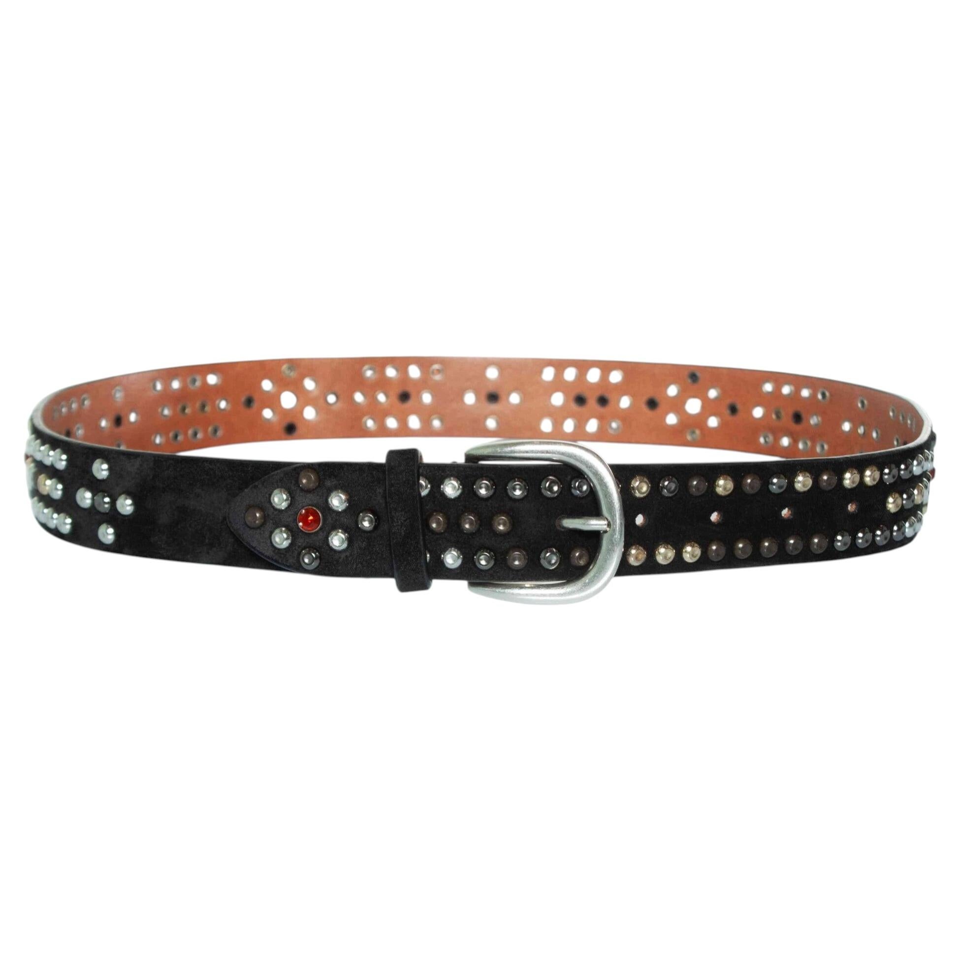 Isabel Marant, Black suede belt with multicoloured studs For Sale