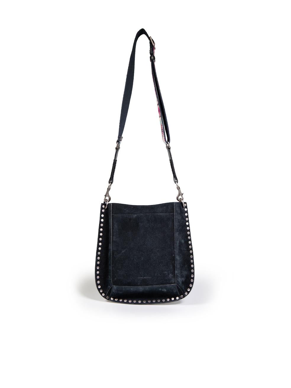 Isabel Marant Black Suede Embroidered Crossbody Bag In Excellent Condition For Sale In London, GB