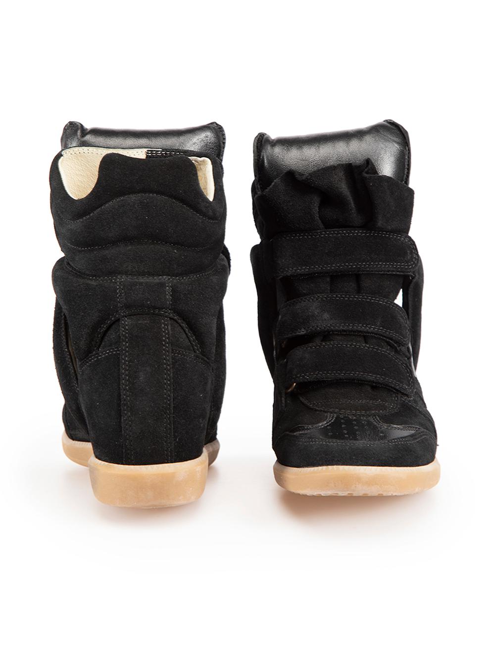 Isabel Marant Black Suede Wedge Ankle Trainers Size IT 39 In Excellent Condition In London, GB