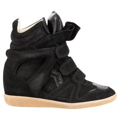 Isabel Marant Black Suede Wedge Ankle Trainers Size IT 39