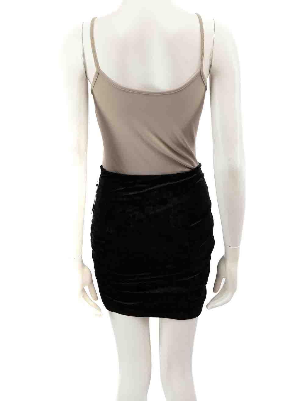 Isabel Marant Black Velvet Ruched Mini Skirt Size S In Excellent Condition For Sale In London, GB