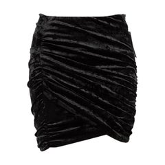 Isabel Marant Black Velvet Ruched Mini Skirt Size S