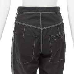 ISABEL MARANT black white cotton topstitch pocketed carpenter pants FR36 S