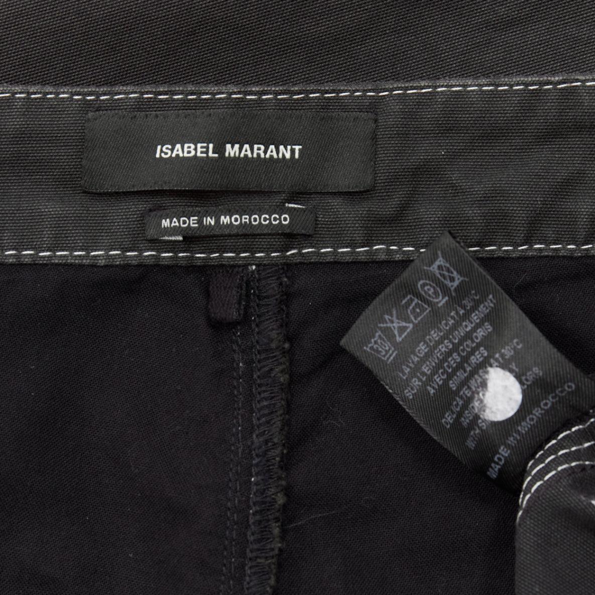 ISABEL MARANT Schwarz-Weiß-Baumwoll-Teppichhose mit Topstitch und Tasche FR36 S im Angebot 5