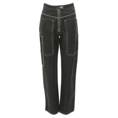 ISABEL MARANT pantaloni da carpentiere con tasche in cotone bianco e nero FR36 S