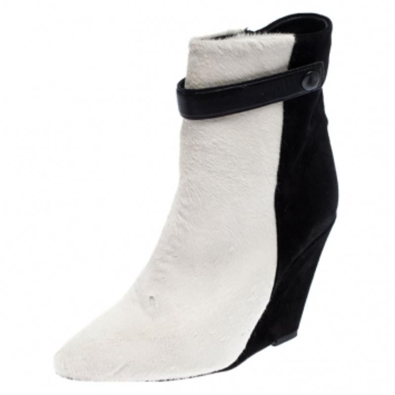 Isabel Marant, capelli di pony e camoscio nero/bianco, stivaletti con zeppa misura 38 In condizioni discrete in vendita a Dubai, Al Qouz 2