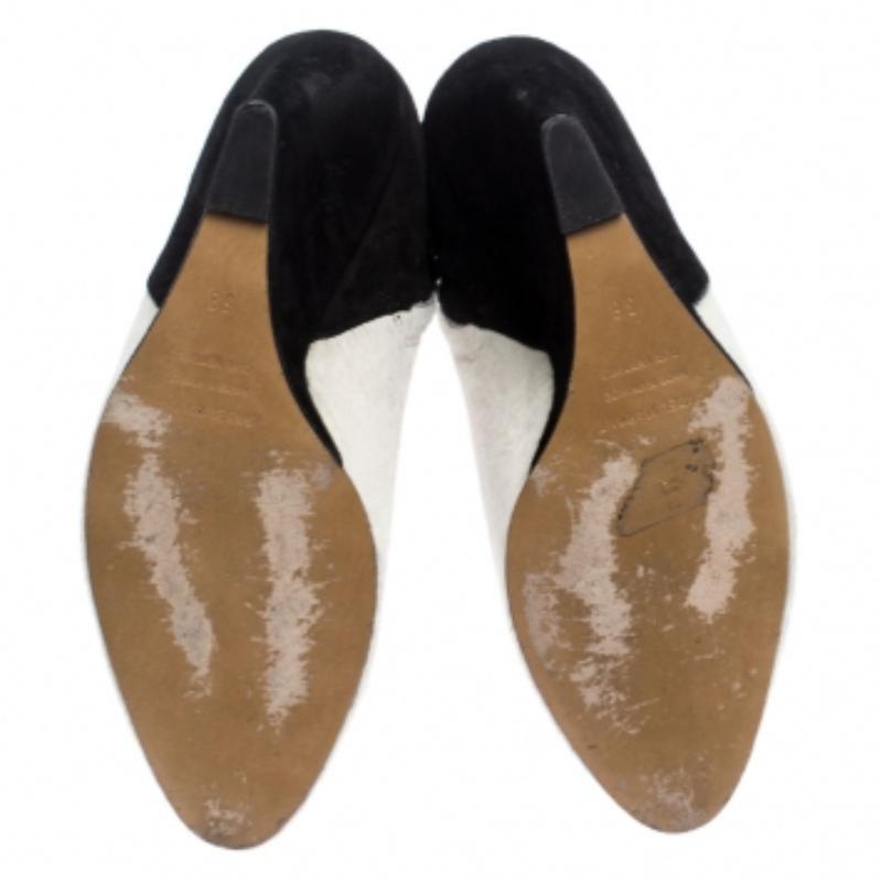 Isabel Marant, capelli di pony e camoscio nero/bianco, stivaletti con zeppa misura 38 in vendita 2