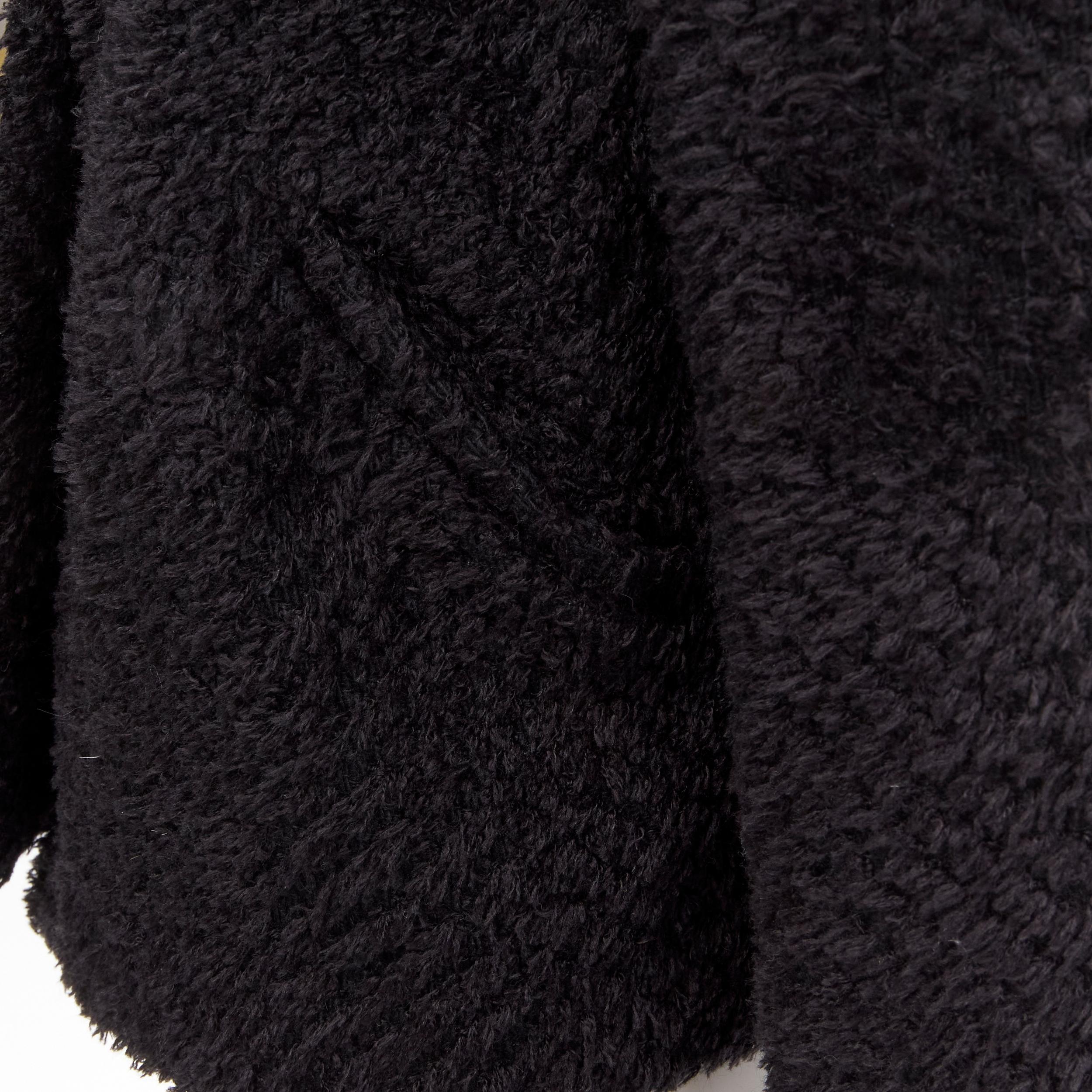 ISABEL MARANT black wool blend fluffy stand collar minimal jacket FR36 S For Sale 6