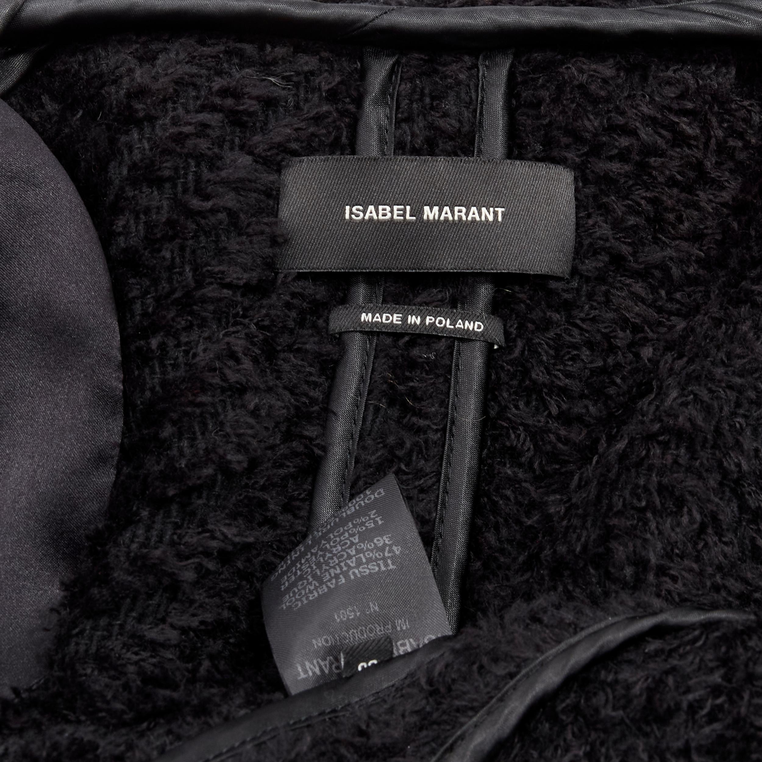 ISABEL MARANT black wool blend fluffy stand collar minimal jacket FR36 S For Sale 7