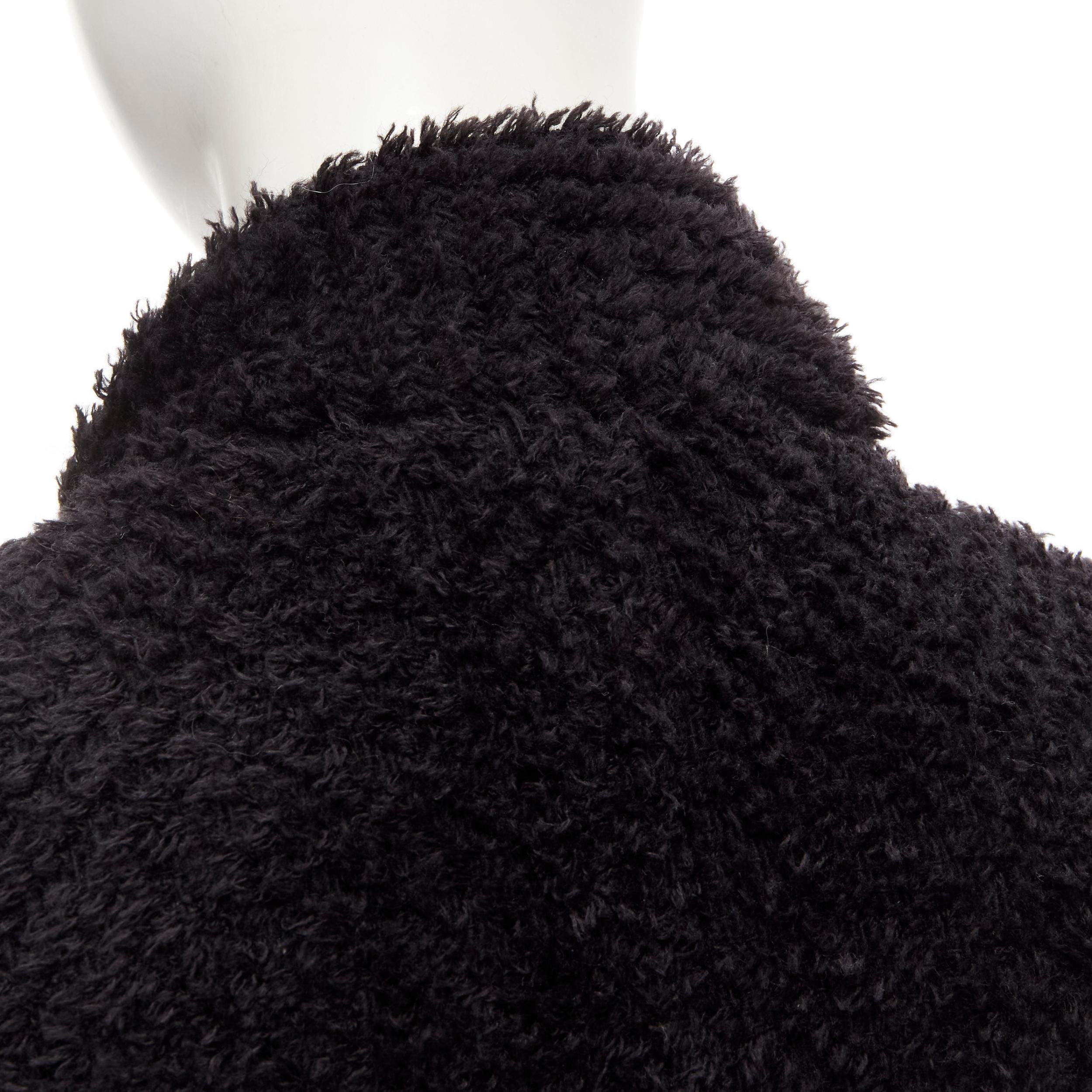 ISABEL MARANT black wool blend fluffy stand collar minimal jacket FR36 S For Sale 4
