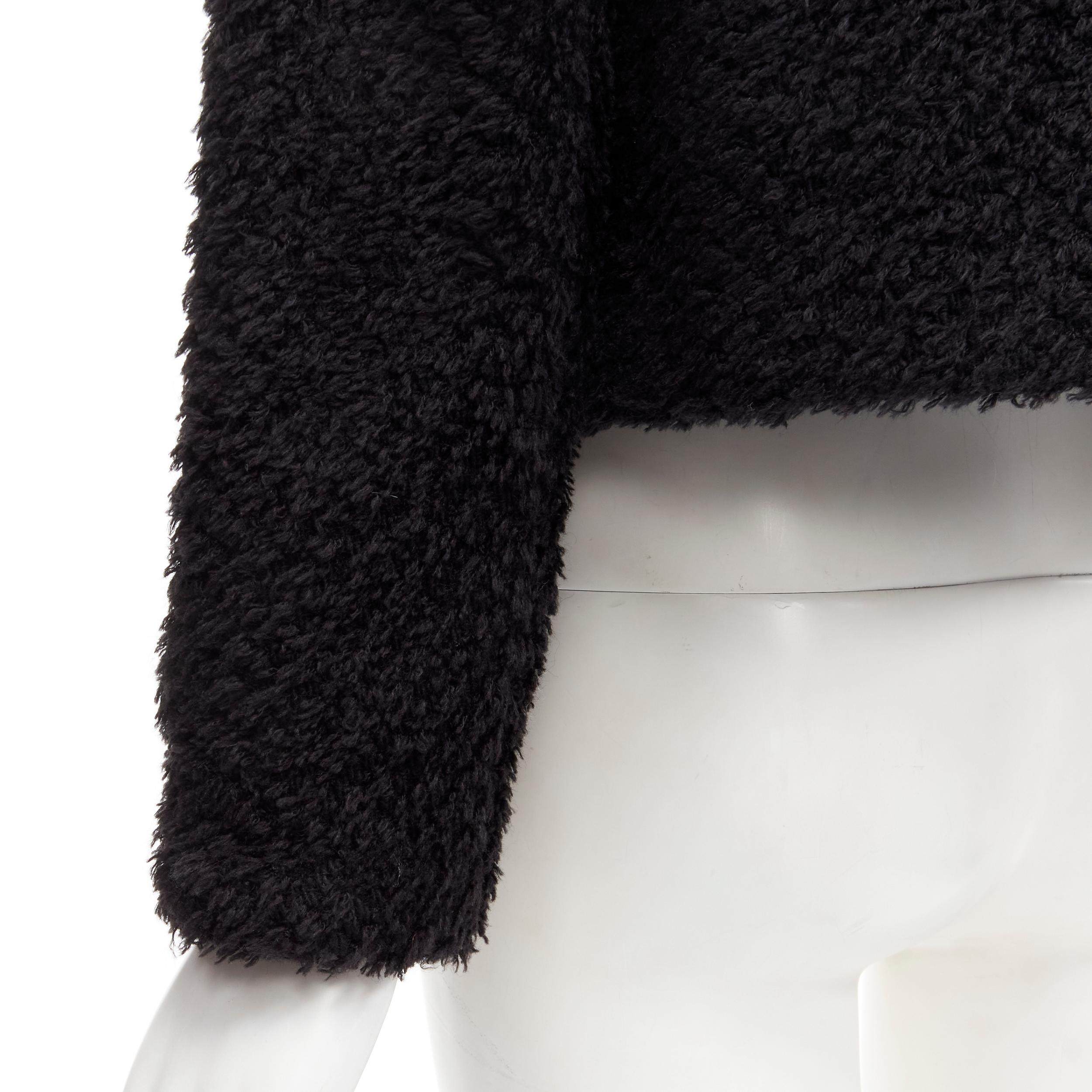 ISABEL MARANT black wool blend fluffy stand collar minimal jacket FR36 S For Sale 5