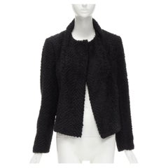 ISABEL MARANT giacca minimal in misto lana nera con colletto in rilievo FR36 S