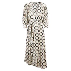 Isabel Marant Blaine Asymmetric Printed Stretch Silk Midi Dress FR 36 UK 8 