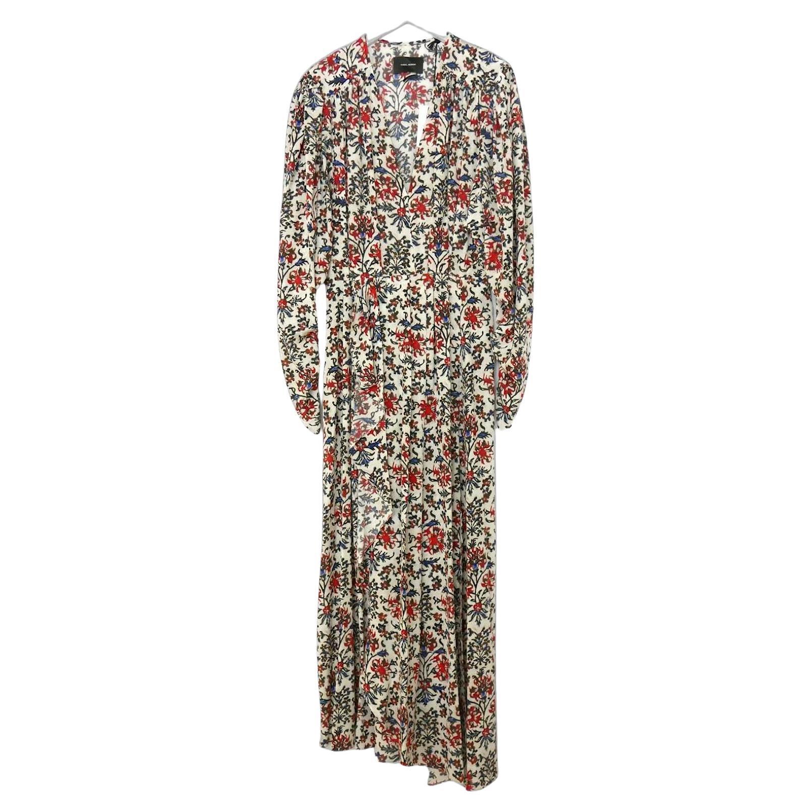 Isabel Marant Blaine Floral Stretch Silk Dress For Sale