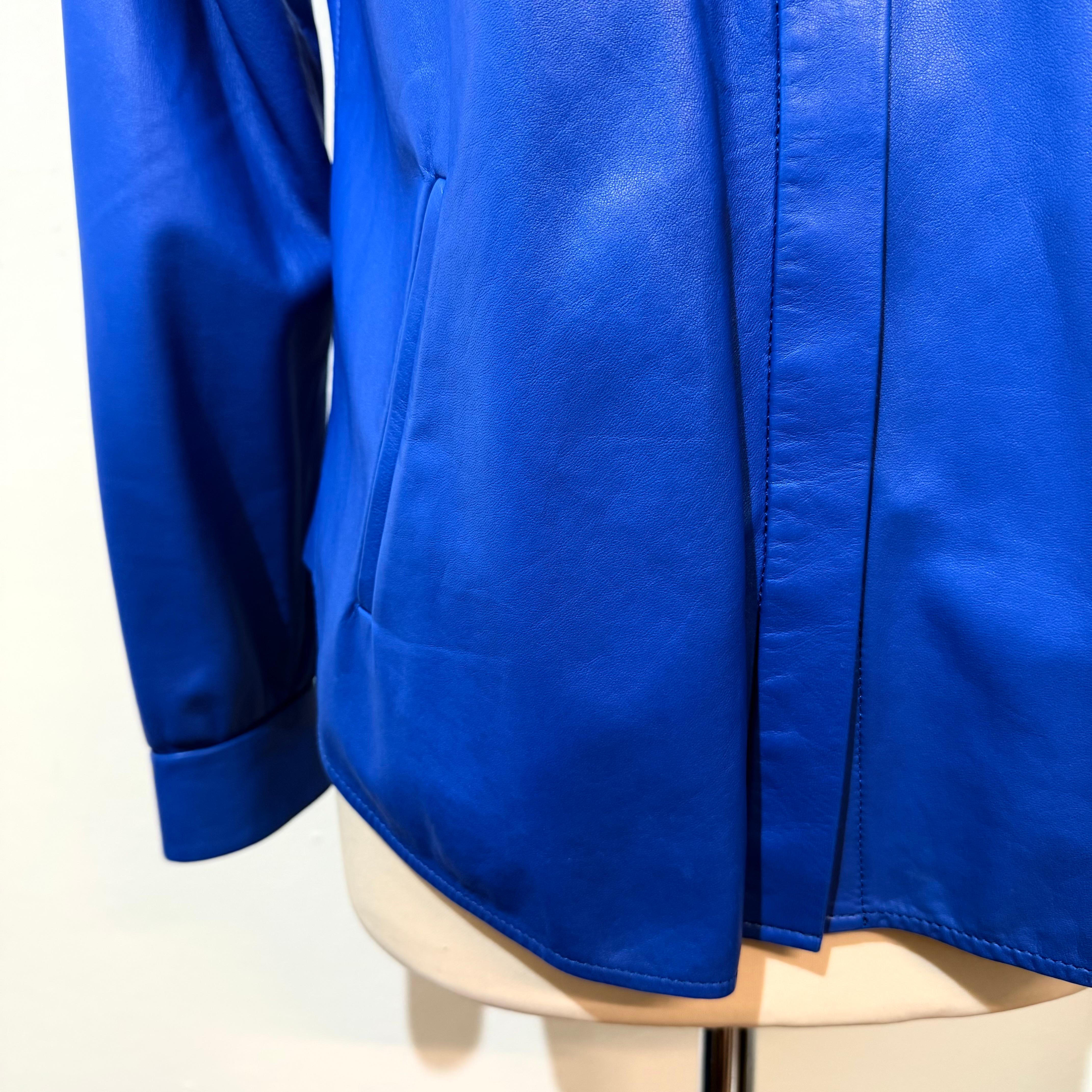 Isabel Marant Giacca in pelle di agnello blu FR 38 / IT 42 in vendita 2