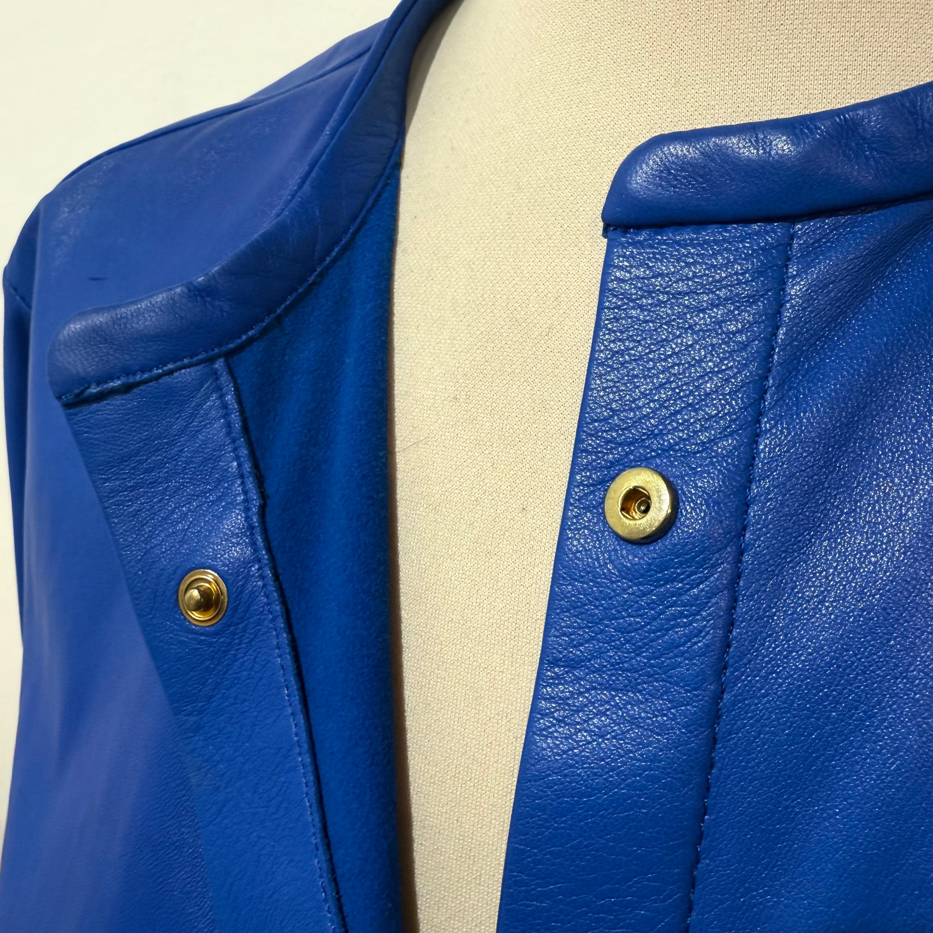 Isabel Marant Giacca in pelle di agnello blu FR 38 / IT 42 in vendita 3