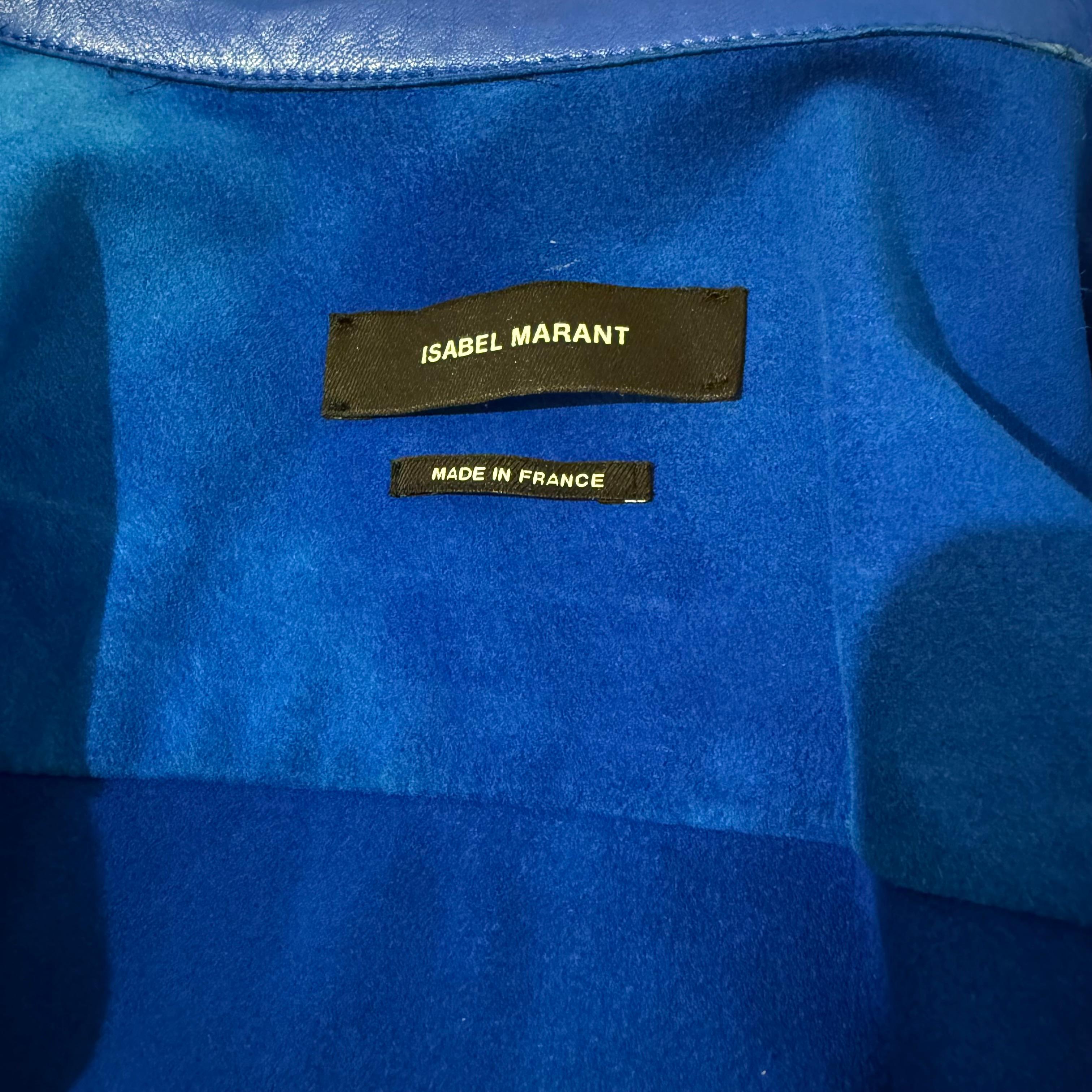 Isabel Marant Giacca in pelle di agnello blu FR 38 / IT 42 in vendita 4