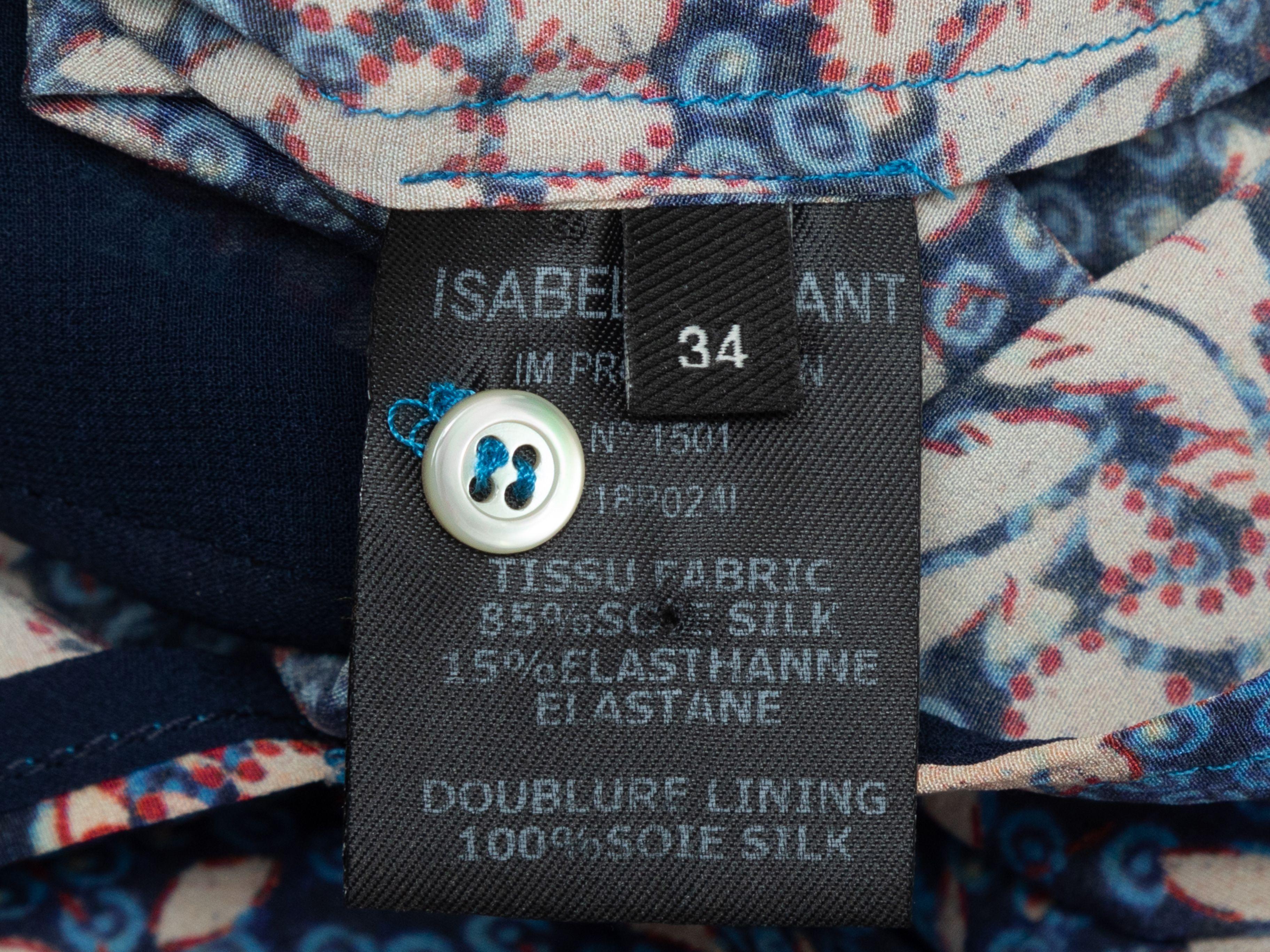 Isabel Marant Blue & Multicolor Silk Floral Print Dress In Good Condition In New York, NY