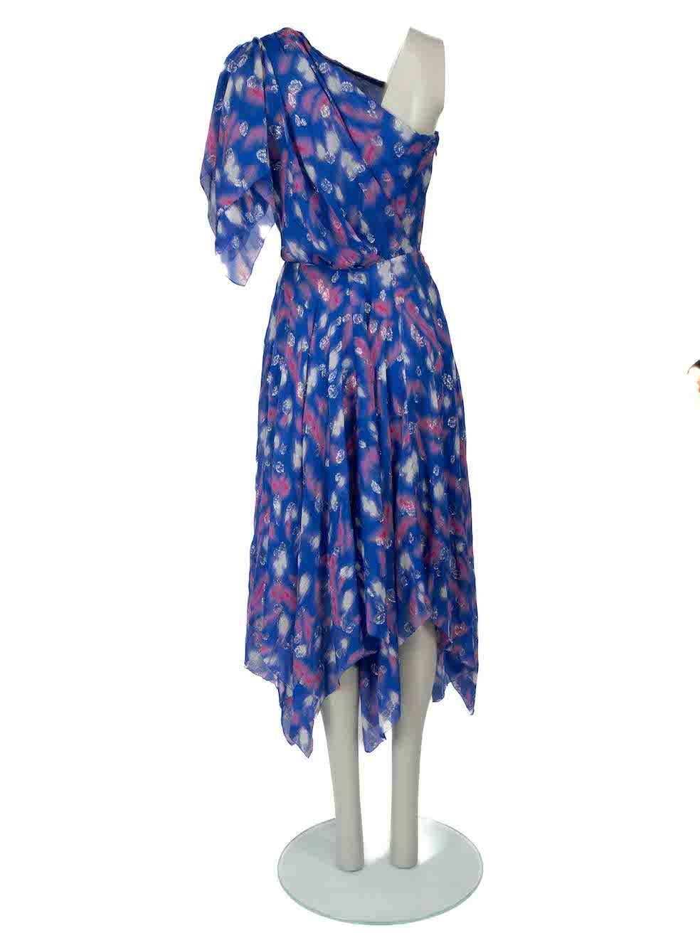 Isabel Marant Blue One Shoulder Midi Dress Size XS In Excellent Condition For Sale In London, GB