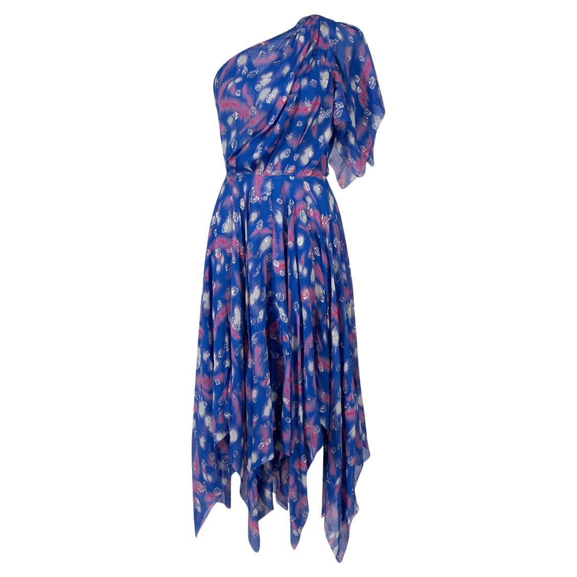 Isabel Marant Blue One Shoulder Midi Dress Size XS For Sale