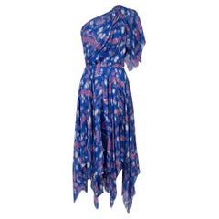 Isabel Marant Blue One Shoulder Midi Dress Size XS