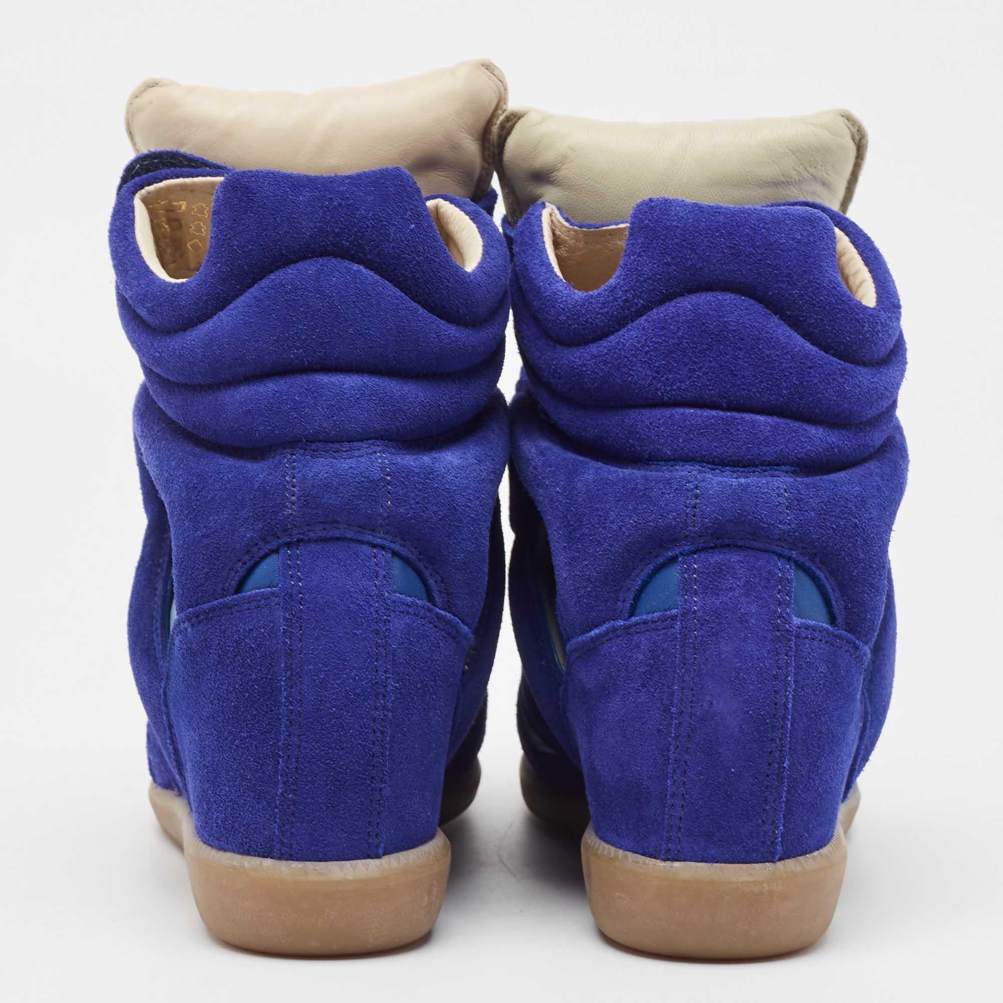 Isabel Marant Blue Suede and Leather Bekett Wedge Sneakers Size 38 For Sale 1