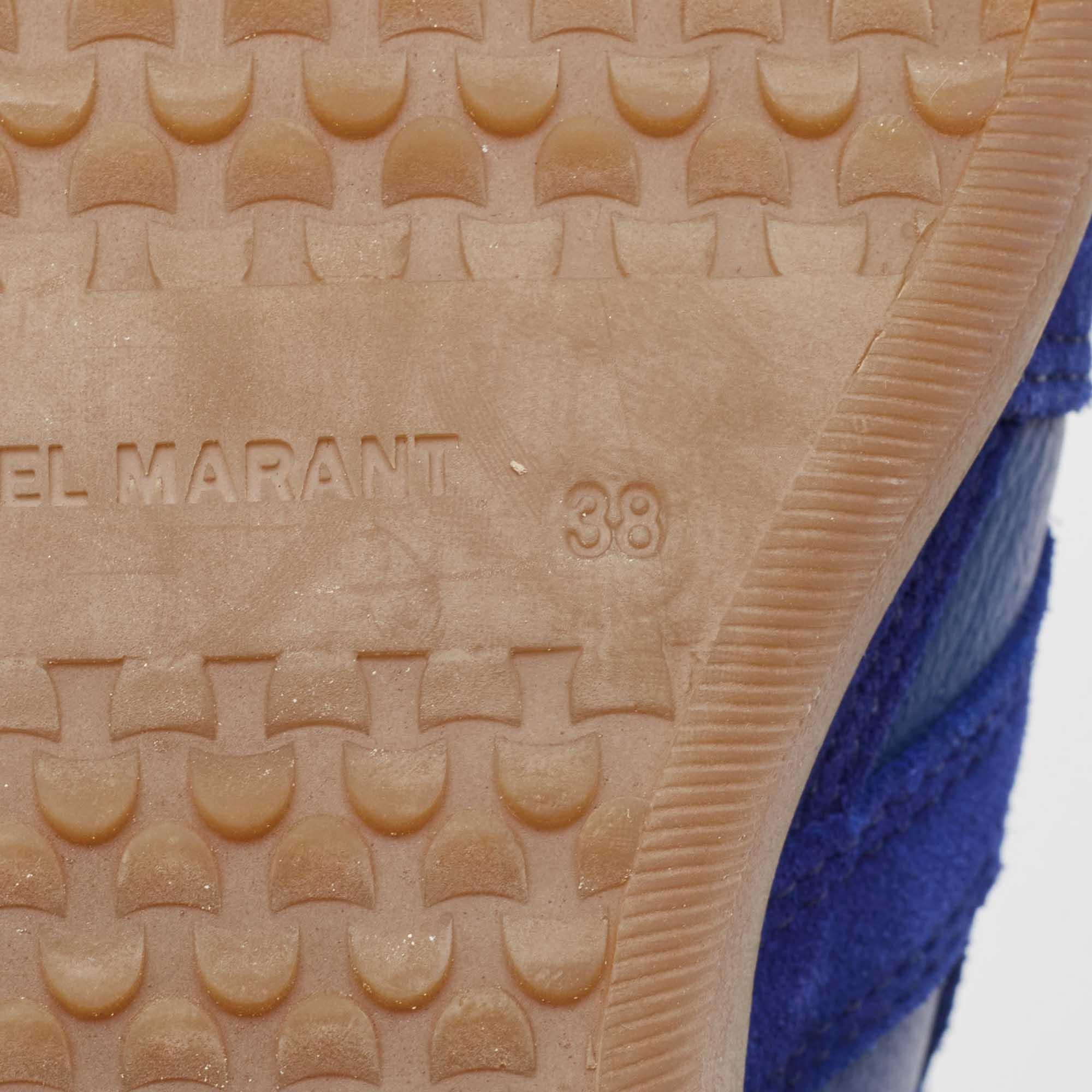 Isabel Marant Blue Suede and Leather Bekett Wedge Sneakers Size 38 For Sale 4