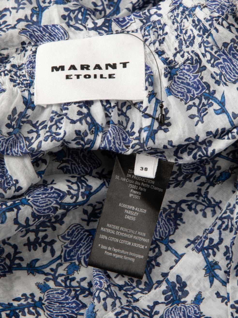 Women's Isabel Marant Blue & White Floral Motif Dress Size M For Sale