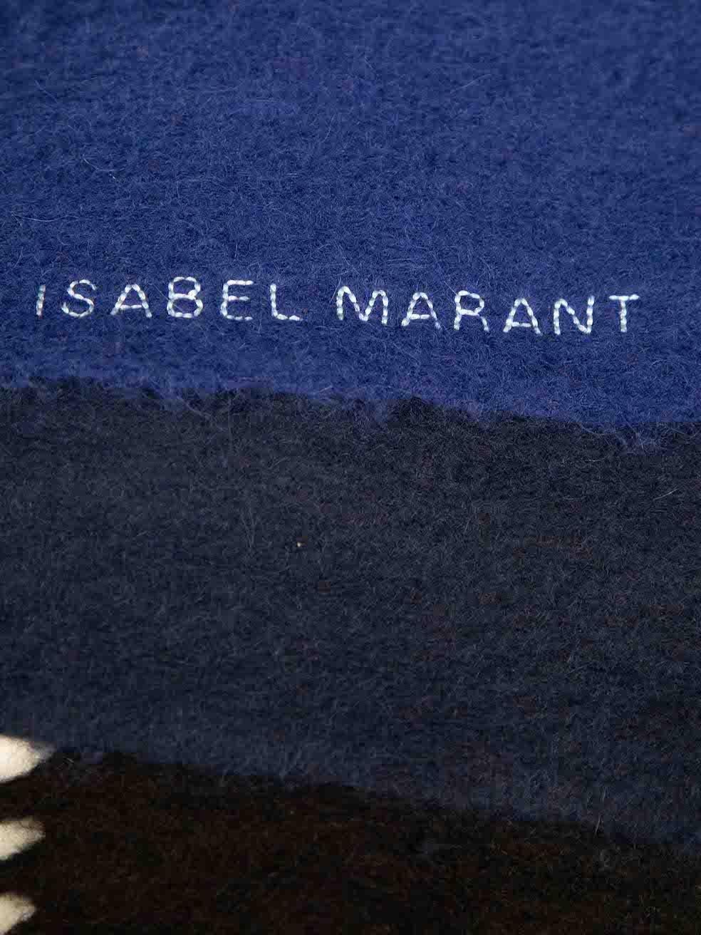 Isabel Marant Blue Wool Firna Ombre Logo Scarf In Excellent Condition For Sale In London, GB