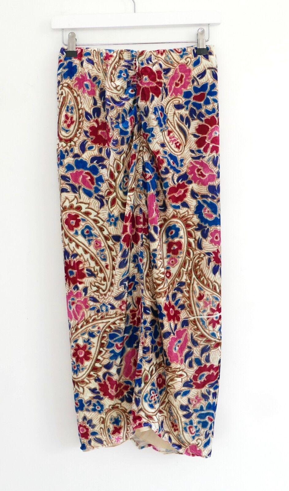 Isabel Marant Breenea Falda Midi de Terciopelo Floral y Paisley Marrón en venta