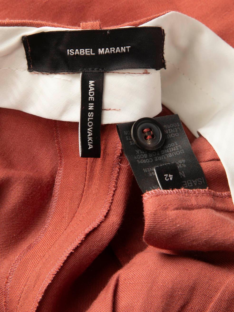 Women's Isabel Marant Brick Red Tapered Crop Trousers Size XL For Sale