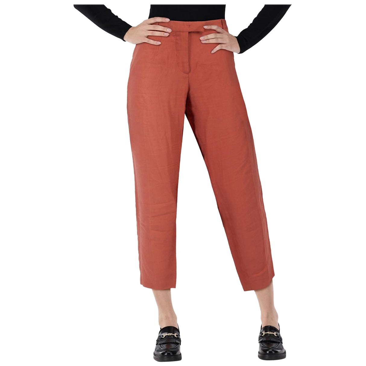 Isabel Marant Brick Red Tapered Crop Trousers Size XL