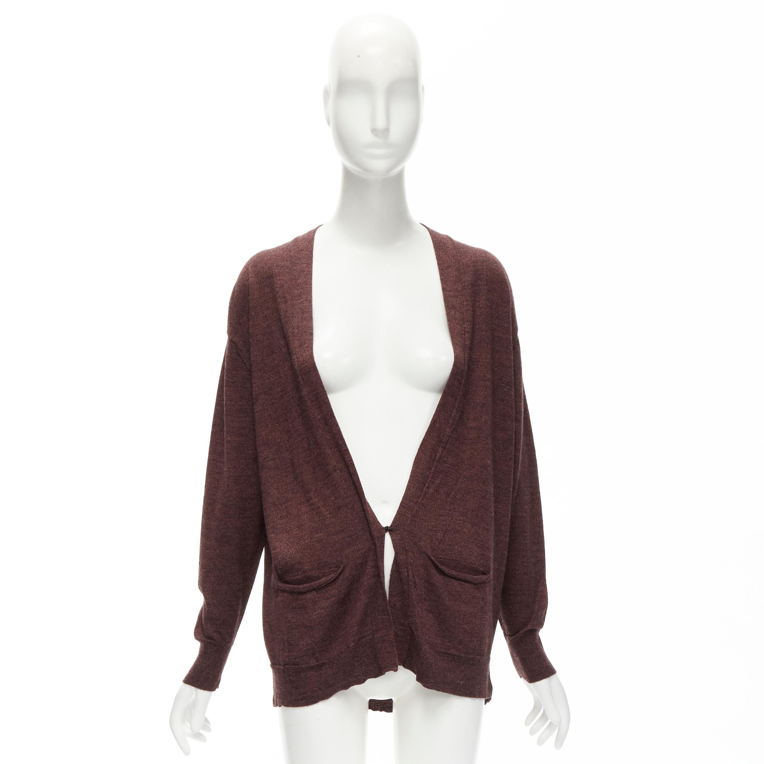 ISABEL MARANT - Cardigan à un seul bouton en laine mercerisée marron 100 %, taille 1 S en vente 6
