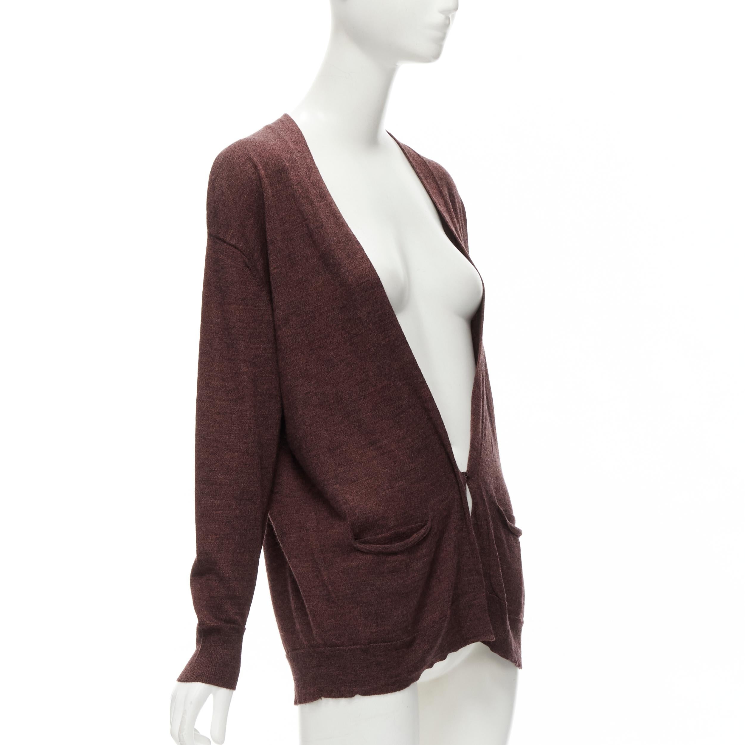 ISABEL MARANT - Cardigan à un seul bouton en laine mercerisée marron 100 %, taille 1 S Pour femmes en vente